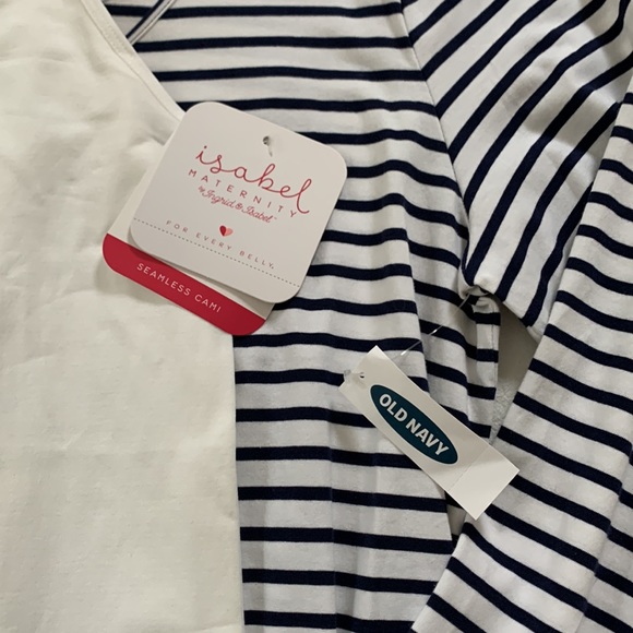 NWT Isabel Maternity Cami + Old Navy Striped 3/4 Sleeve Maternity Top - Picture 3 of 17